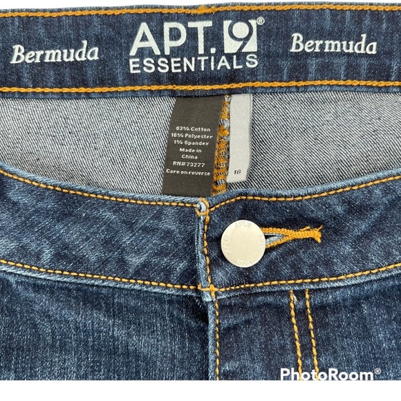 Apt. 9 Bermuda Shorts Denim Jeans Cuffed Hem Plus Size 16 - Picture 3 of 11